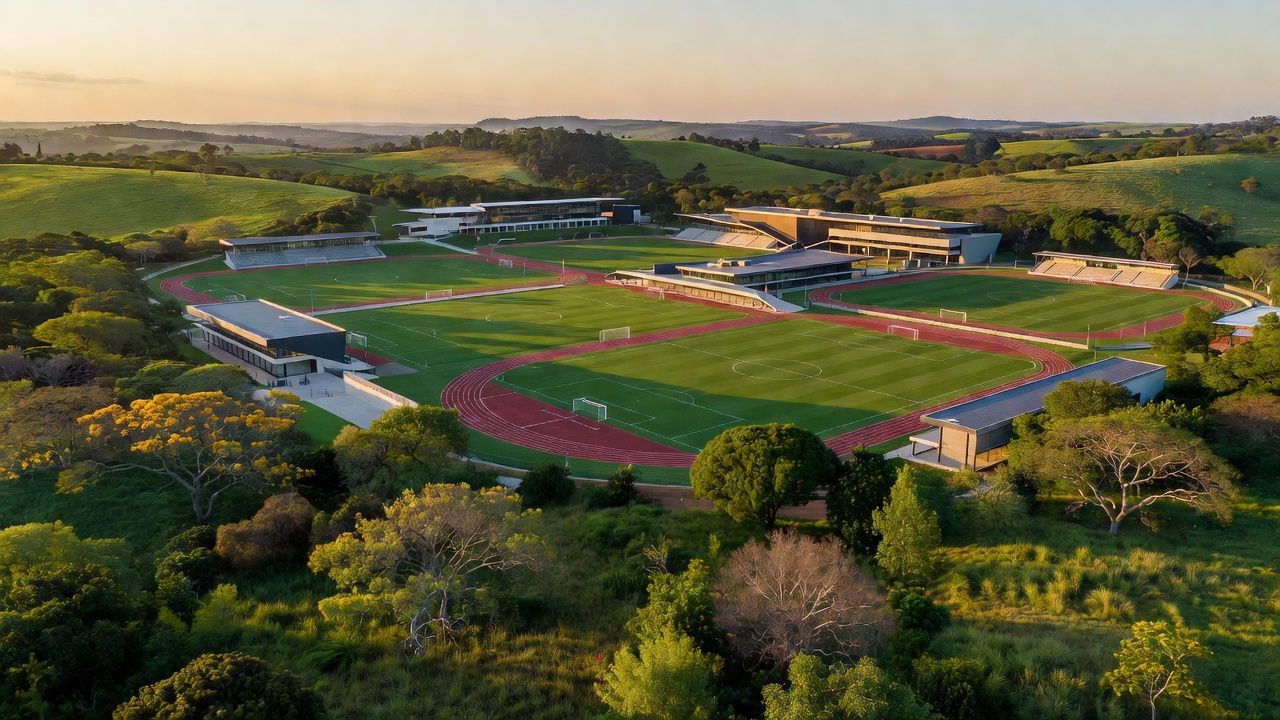 Futuro Complexo Esportivo de Extrema, Minas Gerais, com campos e instalações modernas