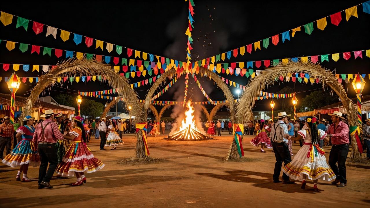 Celebração de São João com quadrilha em Vilhena, Rondônia