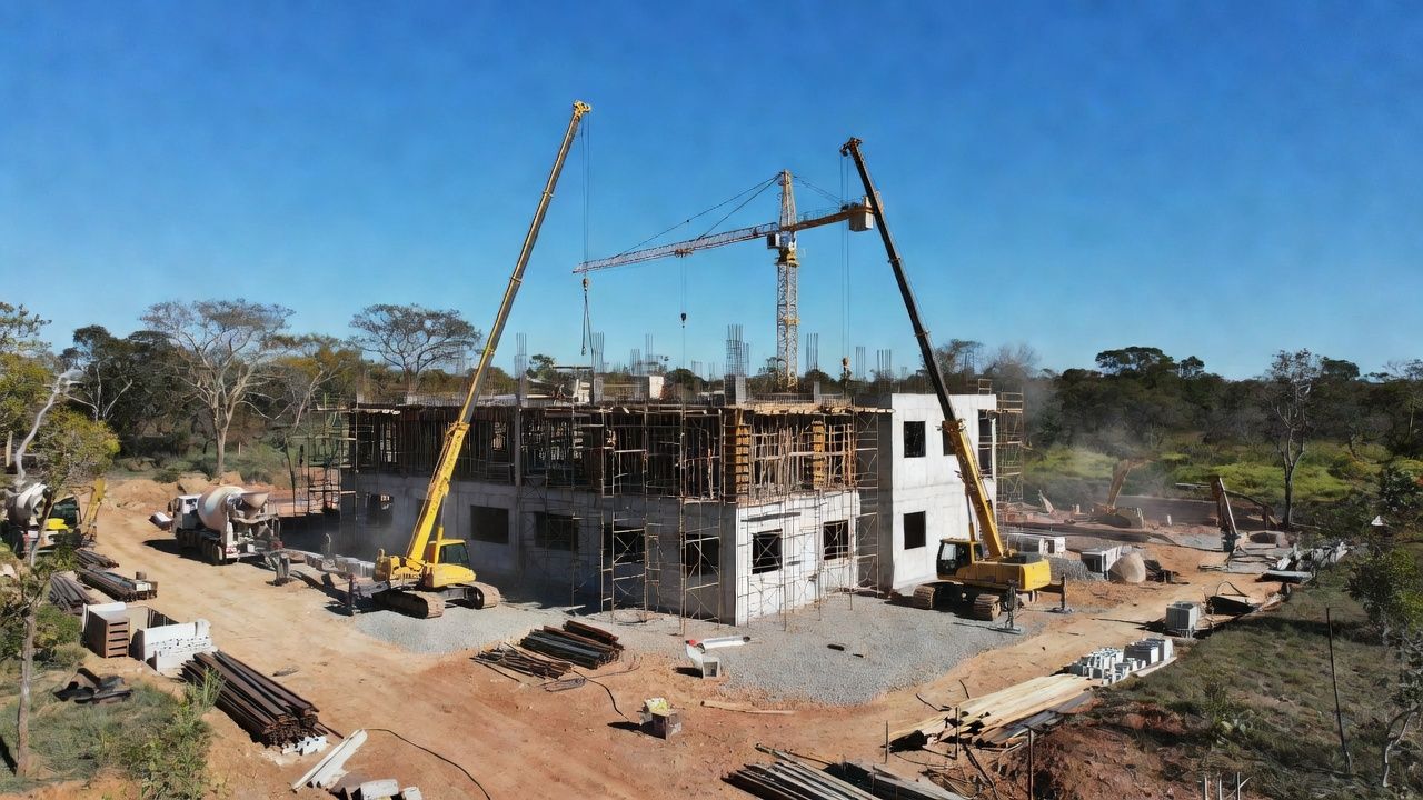 Obra de construção da UBS Porte V e Central do SAMU em Vilhena, Rondônia