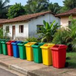 Lixeiras coloridas para separação de lixo em Vilhena