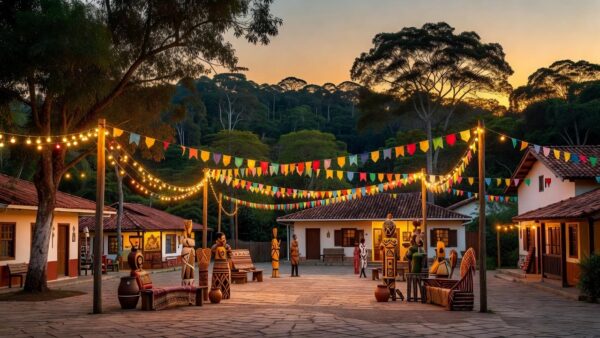 Praça decorada para eventos e festas em Vilhena, Rondônia