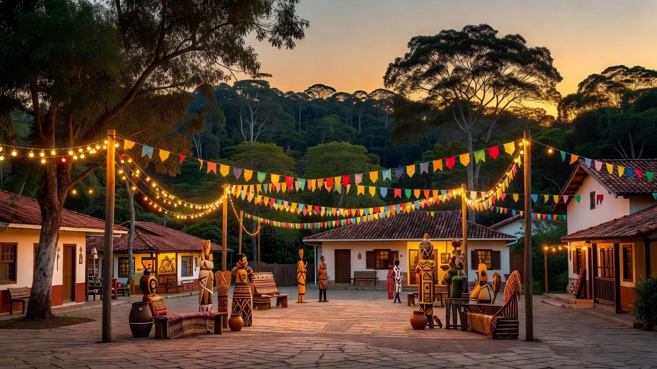 Praça decorada para eventos e festas em Vilhena, Rondônia