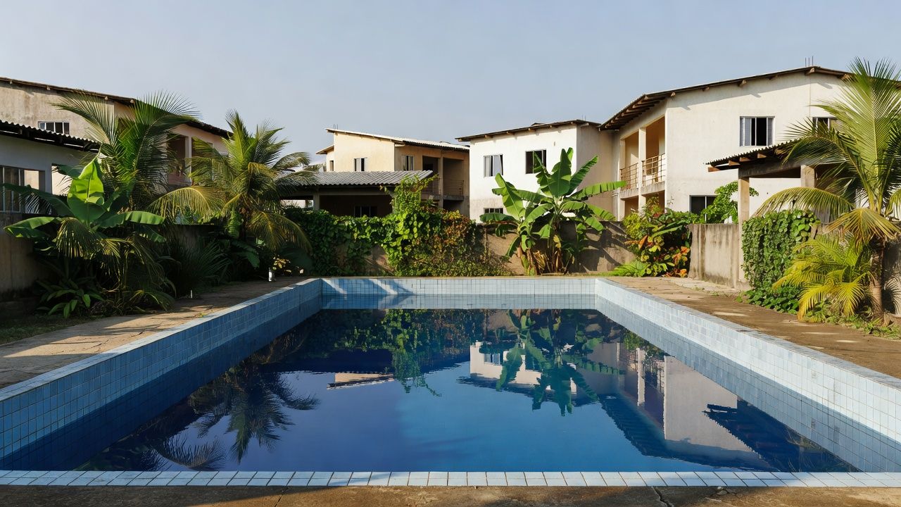 Piscina de condomínio em Porto Velho onde homem foi encontrado morto