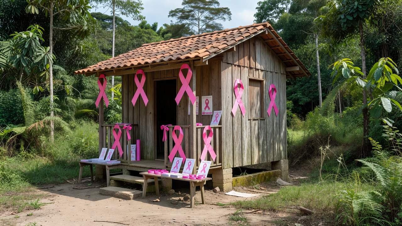 Campanha de prevenção ao câncer em Chupinguaia com fitas de conscientização