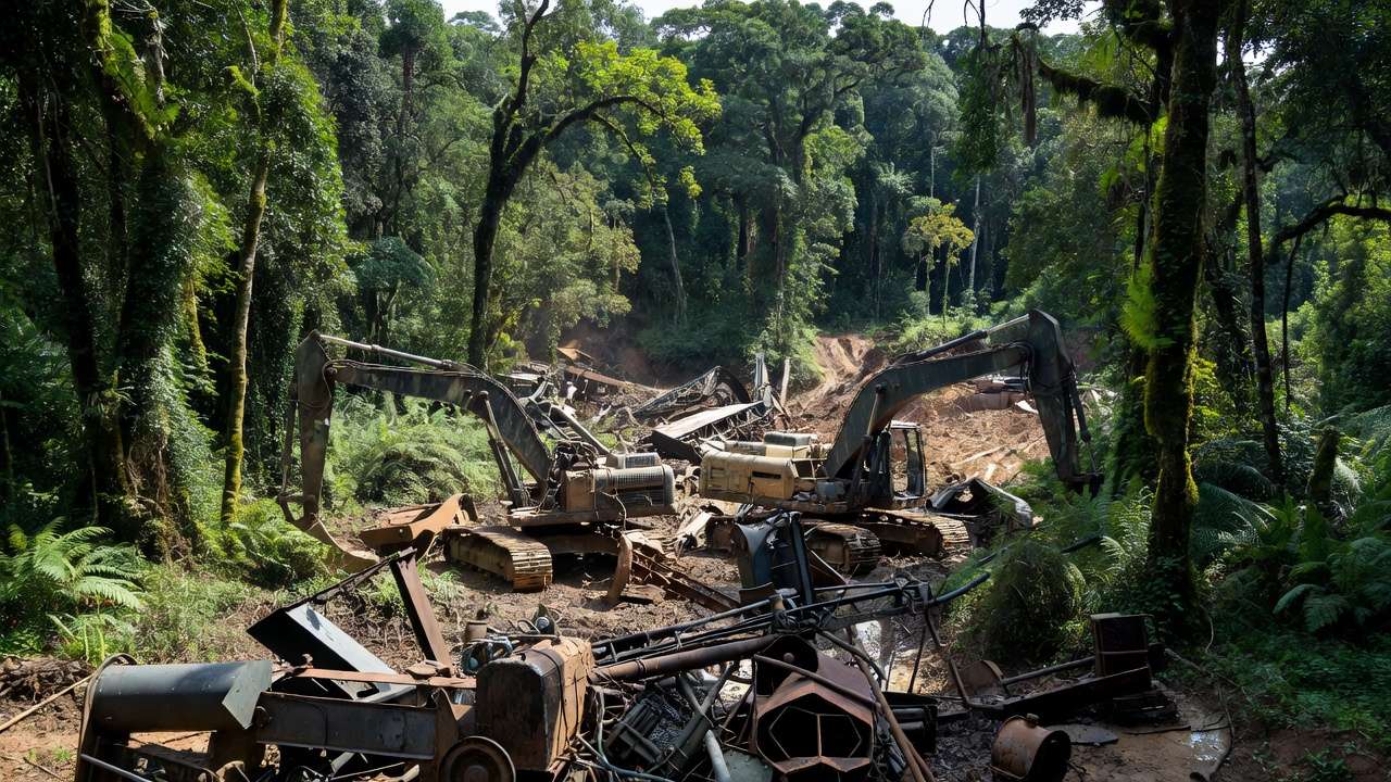 Destruição de equipamentos de garimpo ilegal na Terra Indígena Sete de Setembro