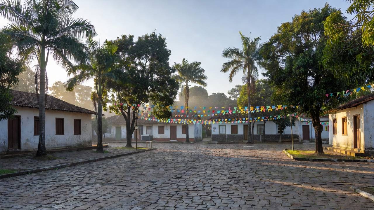 Praça em Ji-Paraná representando evento de candidatura ao Senado