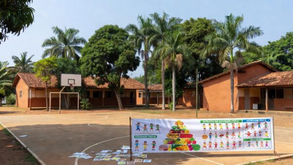 Campanha contra obesidade infantil com alunos em escola de Vilhena