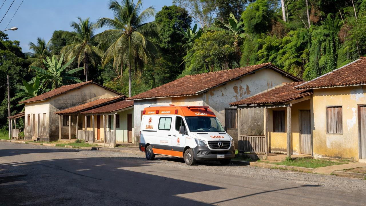 Ambulância do SAMU em operação nas ruas de Vilhena, Rondônia