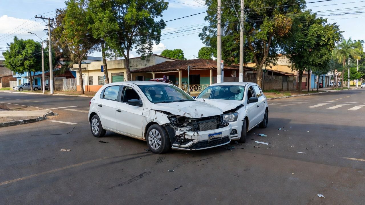 Acidente entre carro Gol e outro veículo em cruzamento de Vilhena.