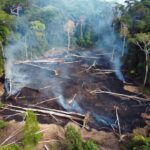 Desmatamento e queimadas ilegais na Amazônia em Candeias do Jamari