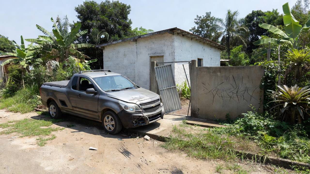 Picape em invasão de residência em Vilhena, Rondônia