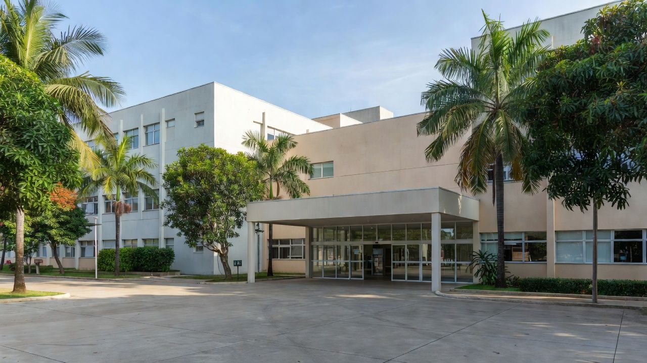 Entrada de hospital regional brasileiro durante greve de médicos