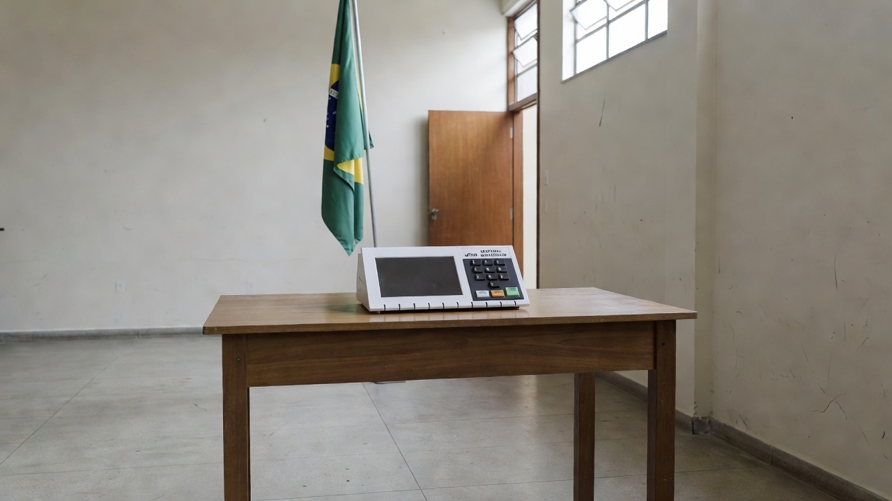 Seção eleitoral com urna eletrônica representando candidaturas PL no Brasil