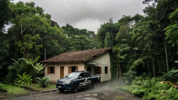 Viatura policial em frente a delegacia em Porto Velho