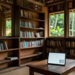 Espaço cultural no Sesc Vilhena com livros e catálogo digital