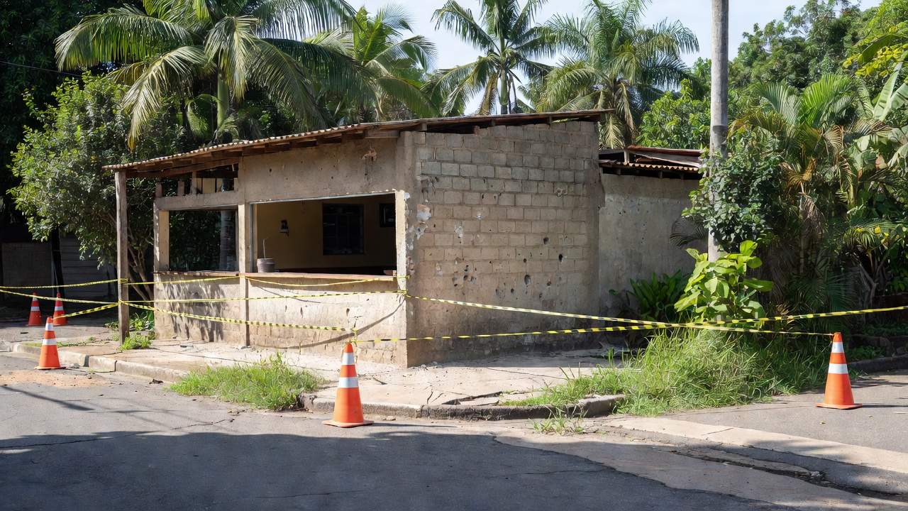 Bar na zona sul de Porto Velho com marcas de tiros e perícia no local