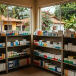 Prateleiras com remédios em farmácia de Porto Velho para consulta de estoque