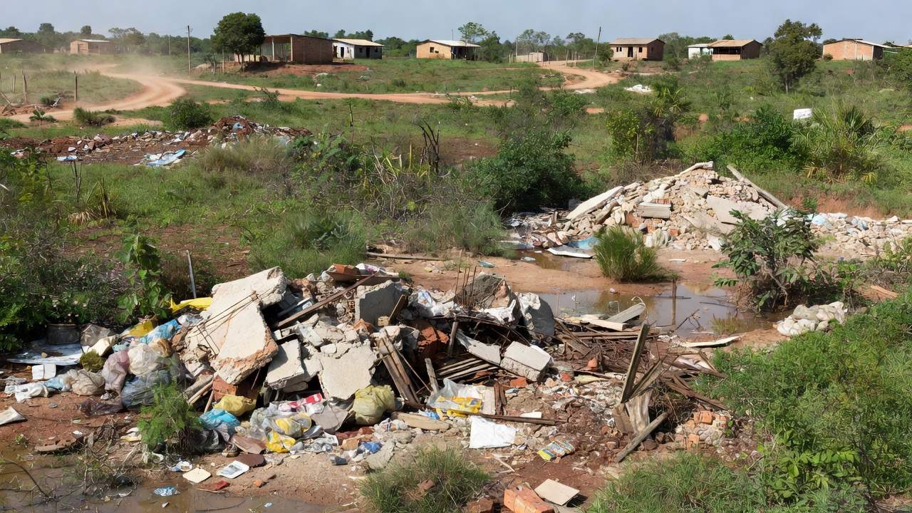 Terreno baldio com lixo e entulho em Nova Porto Velho