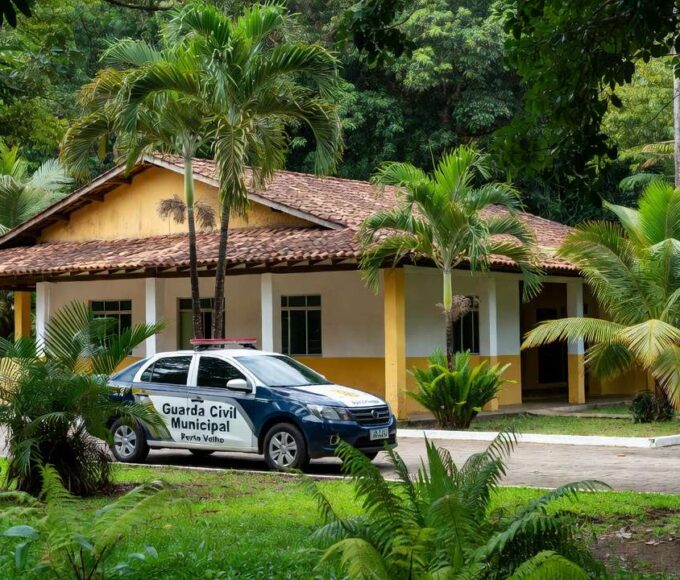 Viatura da Guarda Civil Municipal de Porto Velho em cenário amazônico