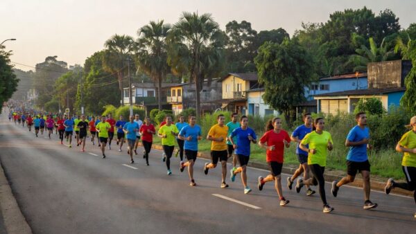 Corrida de rua do Circuito AABB em Vilhena com atletas na avenida