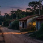 Rua vazia em Vilhena, Rondônia, ao entardecer representando desaparecimento