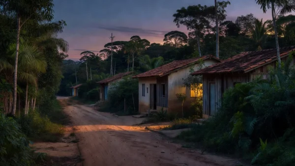 Rua vazia em Vilhena, Rondônia, ao entardecer representando desaparecimento