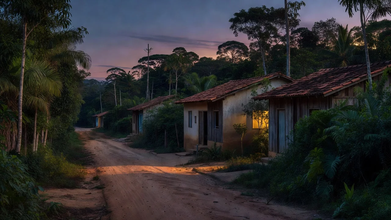 Rua vazia em Vilhena, Rondônia, ao entardecer representando desaparecimento