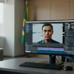 Tela de computador com deep fake de vídeo falso no contexto do TSE