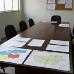 Sala de reuniões na prefeitura de Vilhena para debate sobre saúde, educação e infraestrutura