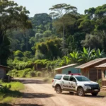 Viatura da PM em Chupinguaia durante disputa por dívida