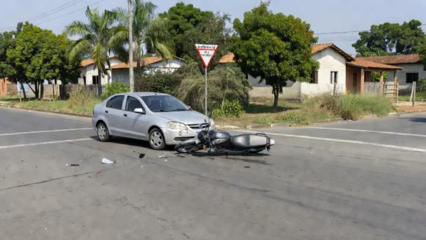 Acidente de trânsito com carro e moto em cruzamento de Colorado do Oeste