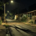 Rua deserta em Porto Velho à noite, local de assalto violento