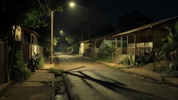 Rua deserta em Porto Velho à noite, local de assalto violento