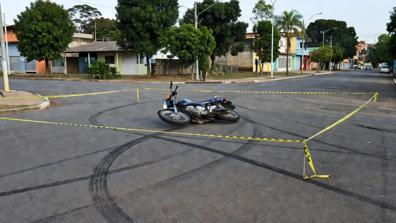 Rua em Vilhena após acidente com motoboy atropelado
