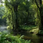 Floresta do Parque Nacional Mapinguari com viatura da Polícia Federal durante operação ambiental