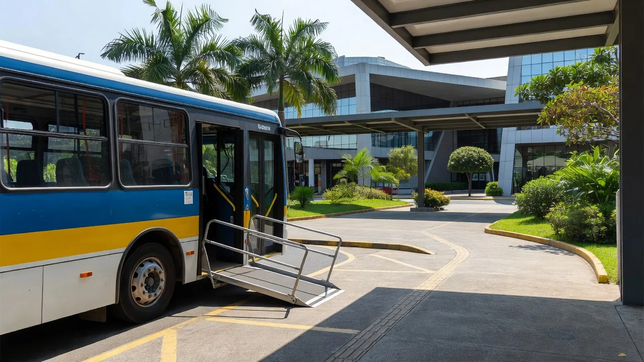 Ônibus com rampa de acessibilidade no transporte público brasileiro