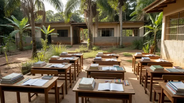 Escola pública em Vilhena, Rondônia, com materiais de ensino fundamental