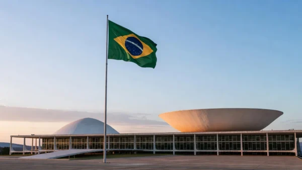 Congresso Nacional em Brasília simbolizando candidatura ao Senado pelo MDB