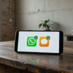Smartphone recebendo intimações digitais via SMS e WhatsApp do Governo Federal