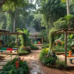 Área externa da Escola FAVOO em Vilhena integrada à natureza para educação infantil