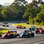 Carro de Fórmula 1 liderando pista em Interlagos na pausa de verão