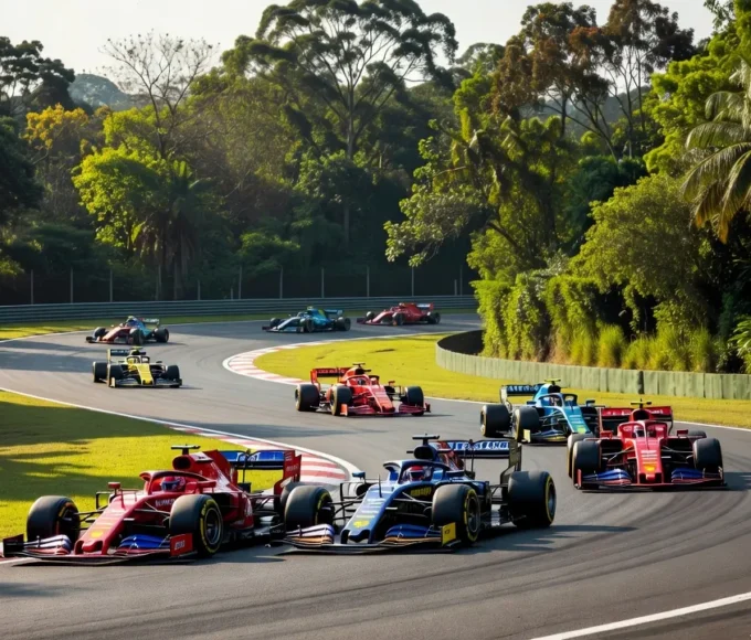Carro de Fórmula 1 liderando pista em Interlagos na pausa de verão
