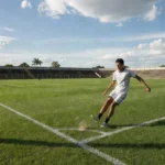 Campo de futebol em Porto Velho simbolizando teste de atleta jovem no Grêmio Novorizontino
