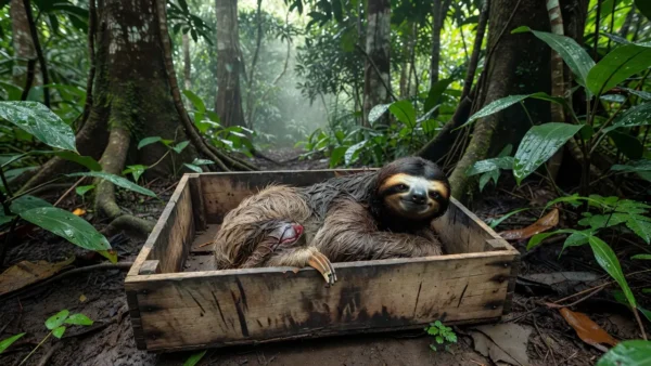 Bicho-preguiça ferido resgatado e entregue à Semma em Vilhena