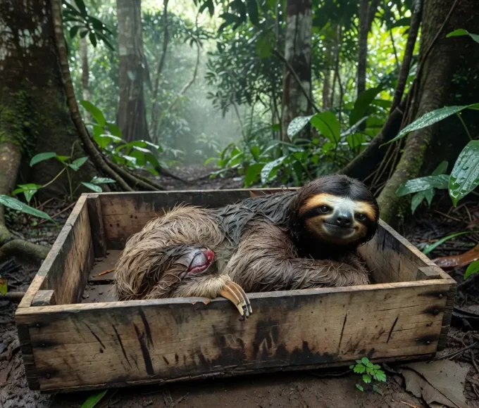 Bicho-preguiça ferido resgatado e entregue à Semma em Vilhena