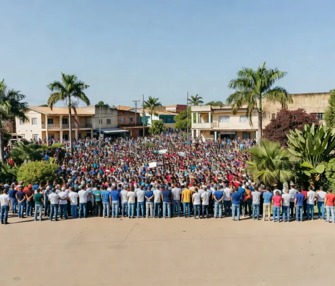 Multidão lotando praça em Ji-Paraná para lançamento de candidatura ao Senado