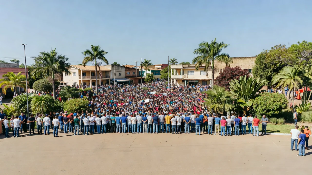 Multidão lotando praça em Ji-Paraná para lançamento de candidatura ao Senado