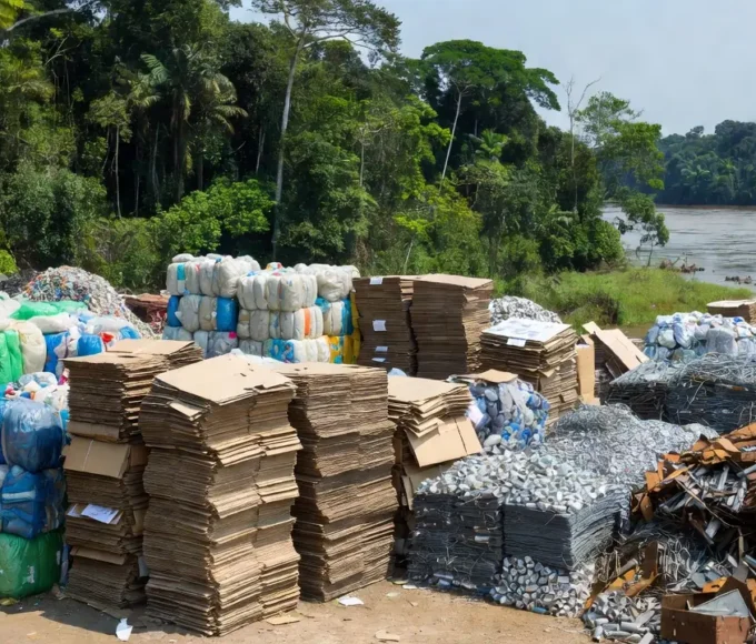 Materiais recicláveis em evento sobre reciclagem e inclusão em Porto Velho