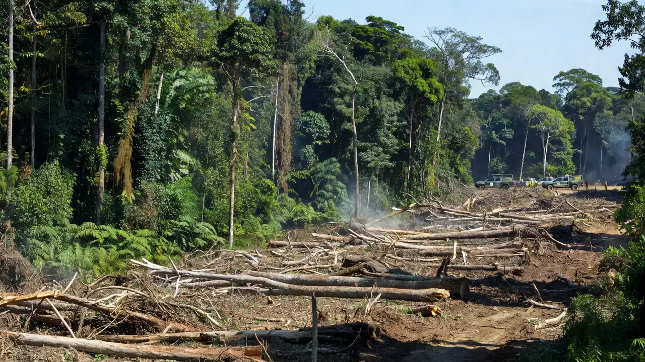 Área desmatada na Amazônia durante operação da Polícia Federal em Rondônia