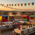 Festa da Associação Canário em Lavador Canário com barracas e decorações